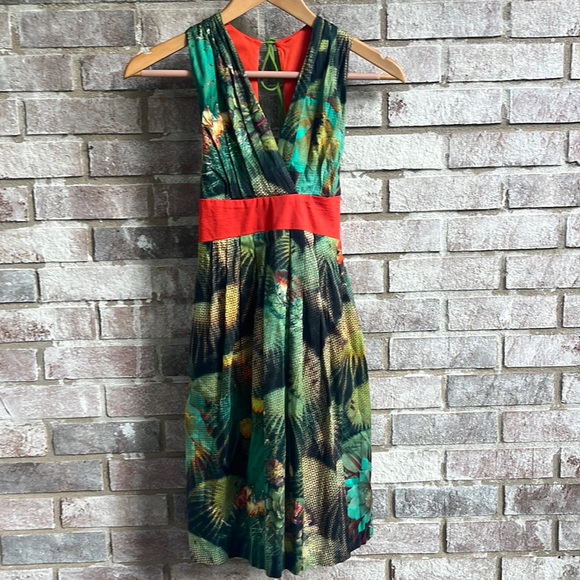 Anthropologie Eva Franco Oroyo Cactus dress big bow sash belt size 0. 🌵 - Picture 2 of 9